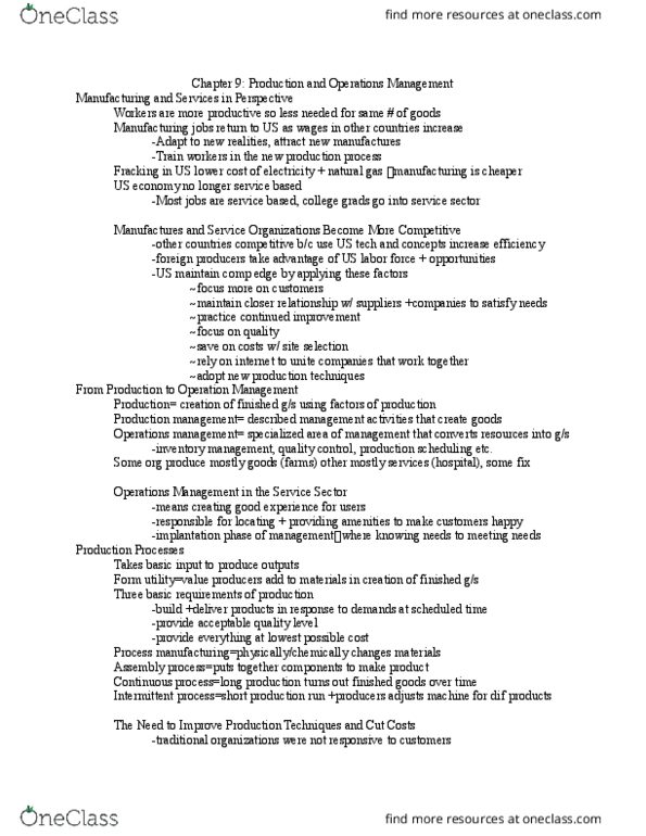 BMGT 110 Chapter Notes - Chapter 9: Iso 14000, Environmental Policy, Iso 9000 thumbnail