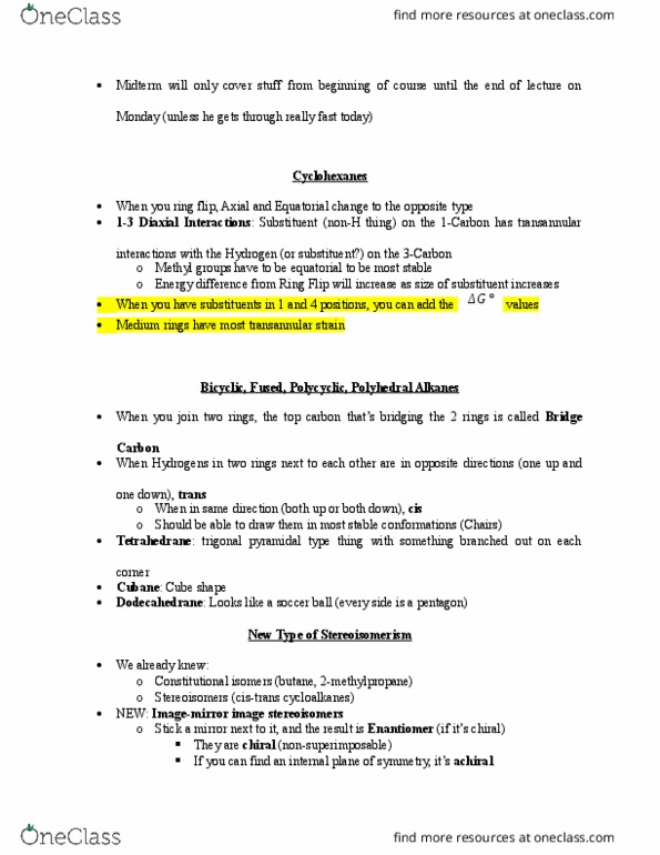 CHEM 140A Lecture Notes - Lecture 7: Butane, Pentagon, Stereocenter thumbnail