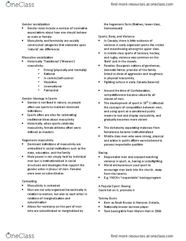 APA 2302 Lecture Notes - Lecture 15: Marvin Hart, Inferiority Complex, Hegemonic Masculinity thumbnail