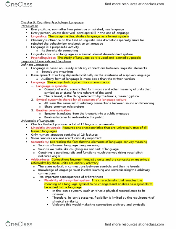 PSYC 221 Lecture Notes - Lecture 9: Agraphia, Arcuate Fasciculus, Auditory Cortex thumbnail