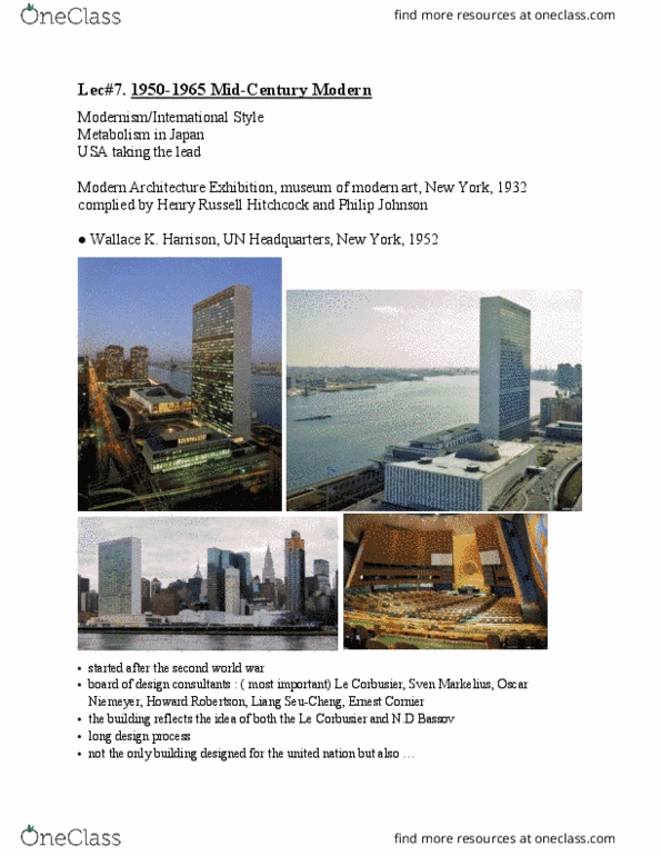 ARC131H1 Lecture Notes - Lecture 7: Kisho Kurokawa, Salk Institute For Biological Studies, Eero Saarinen thumbnail
