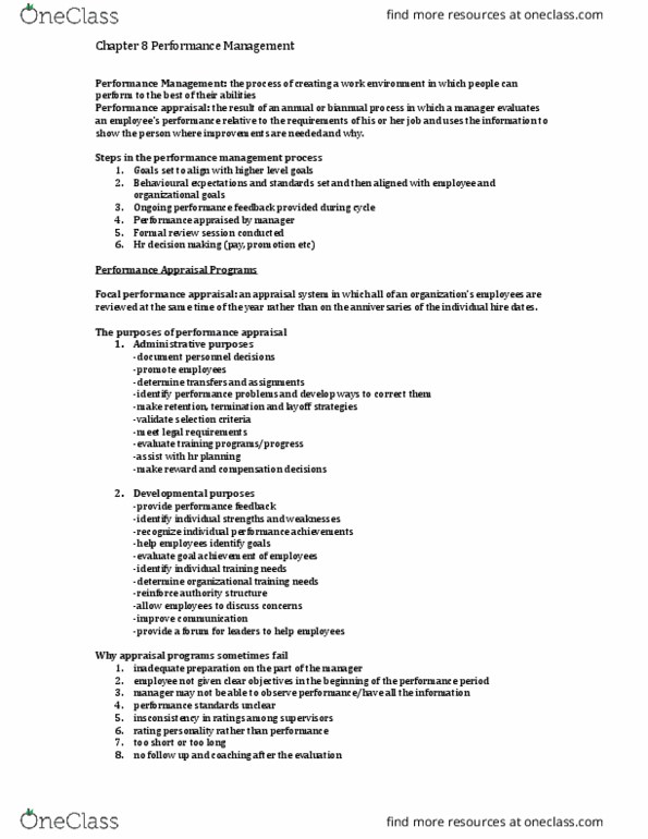 ADM 2337 Chapter Notes - Chapter 8: Balanced Scorecard, Specific Performance, Standard Scale thumbnail