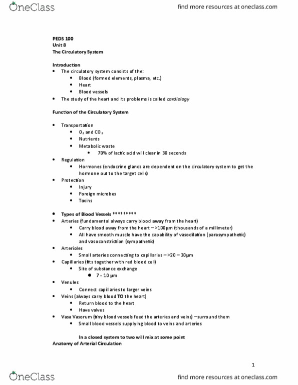 PEDS-100 Lecture Notes - Lecture 25: Capillary, Extracellular Fluid, Pericarditis thumbnail