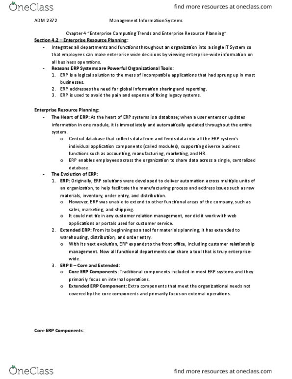 ADM 2372 Chapter Notes - Chapter 4: Balanced Scorecard, Business Intelligence, Demand Forecasting thumbnail