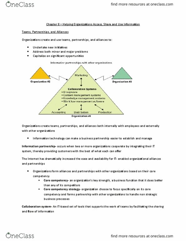 ADM 2372 Chapter Notes - Chapter 8: Digital Asset Management, Core Competency, Enterprise Portal thumbnail