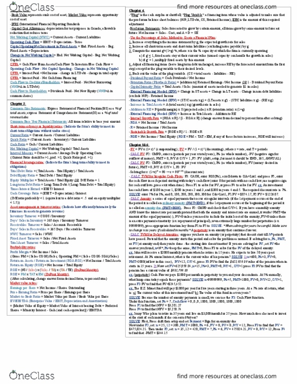 FIN 300 Lecture 6: FIN 300 crib sheet ch. 1-6 thumbnail