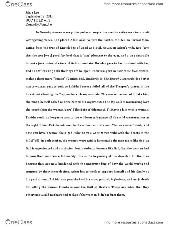 UGC 111 Chapter Notes - Chapter Reading: Enkidu, Humbaba thumbnail