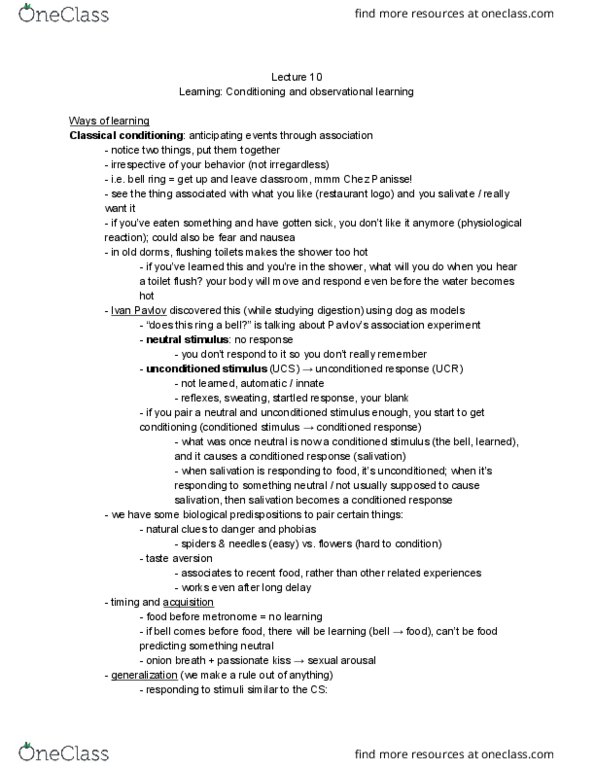 PSYCH 2 Lecture Notes - Lecture 10: Behaviorism thumbnail