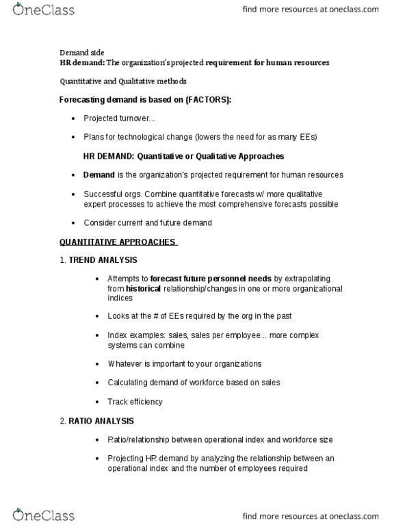 MHR 849 Lecture Notes - Lecture 6: Demand Forecasting, Headcount, Delphi Method thumbnail