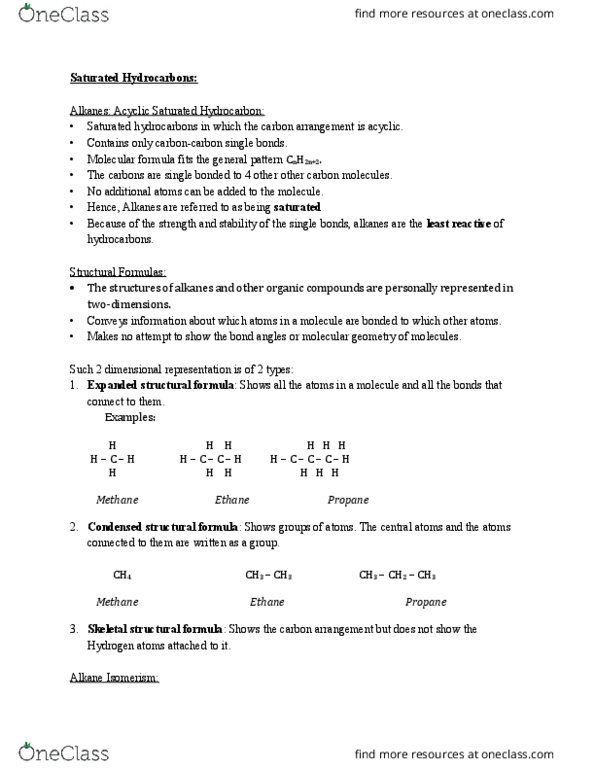 BIOC 1430 Lecture Notes - Lecture 3: Structural Formula, Chemical Formula, Molecular Geometry thumbnail