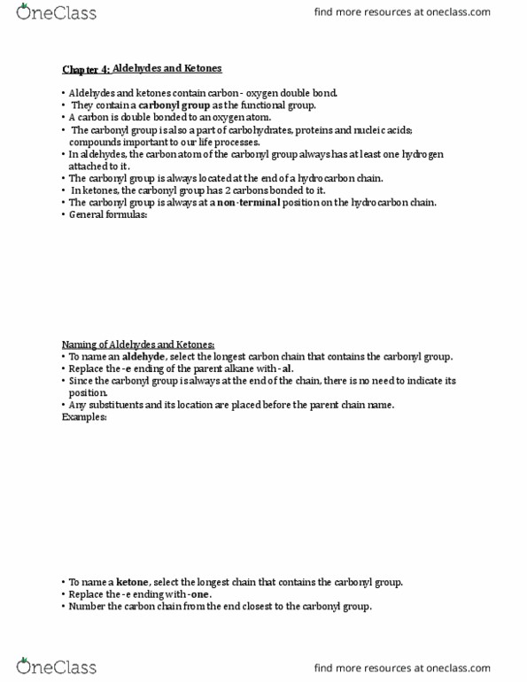 BIOC 1430 Lecture Notes - Lecture 6: Chemical Formula, Aldehyde, Terminal And Nonterminal Symbols thumbnail