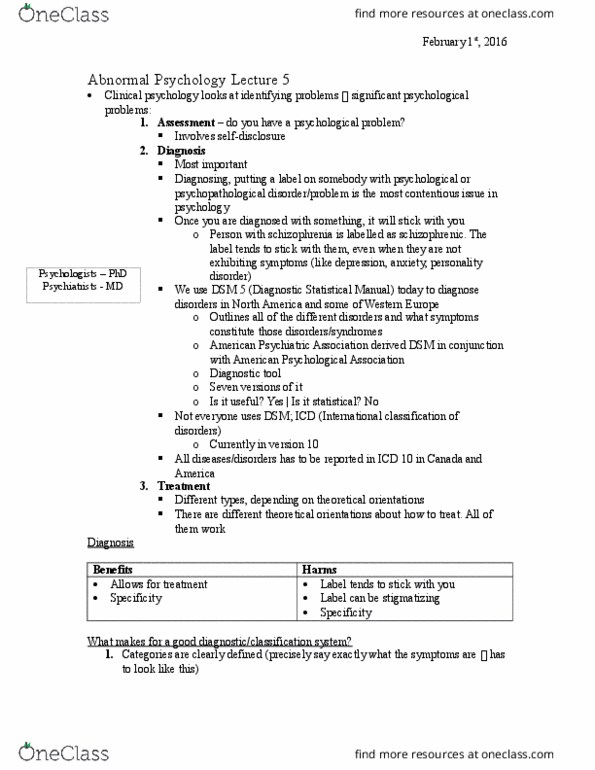 PSY240H5 Lecture Notes - Lecture 5: Bipolar Disorder, American Psychiatric Association, American Psychological Association thumbnail