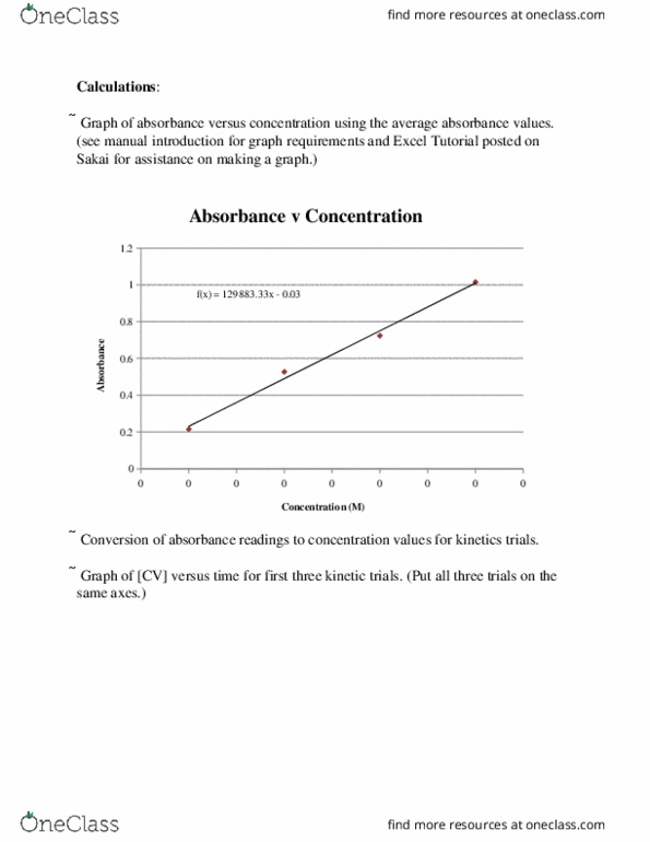CHEM 101DL Lecture Notes - Lecture 6: Crystal Violet, Reaction Rate Constant, Standard Deviation thumbnail
