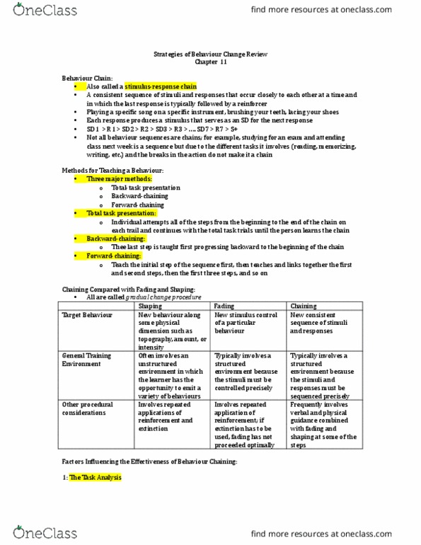 FRHD 3150 Chapter Notes - Chapter 11: Emd Sd7, Stimulus Control, Task Analysis thumbnail