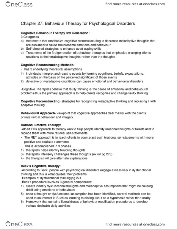 FRHD 3150 Chapter Notes - Chapter 27: Rational Emotive Behavior Therapy, Verbal Behavior, Chapter 27 thumbnail