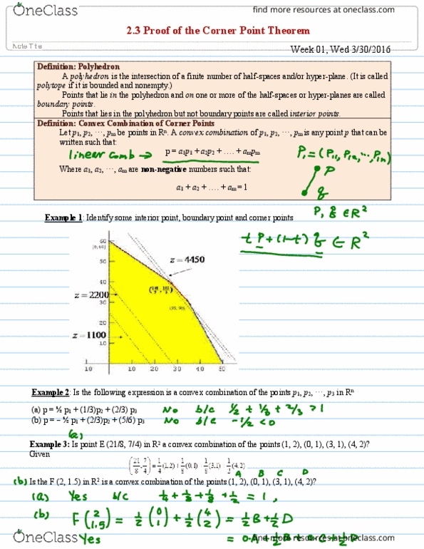 MATH 305 Lecture Notes - Lecture 2: Convex Combination, Polyhedron, Hyperplane thumbnail