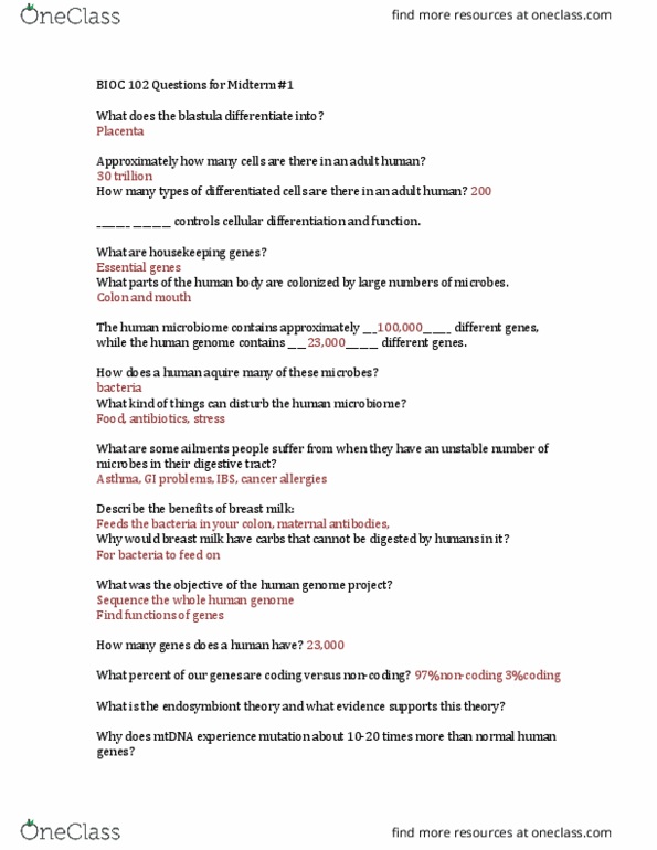 BIOC 102 Chapter Notes - Chapter 1-3: Bovine Spongiform Encephalopathy, Human Genome Project, Transmissible Spongiform Encephalopathy thumbnail