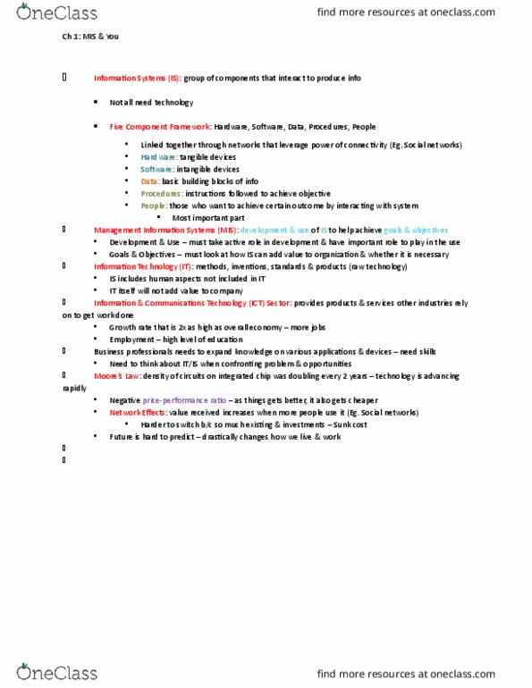 BUS 237 Chapter Notes - Chapter All: Digital Subscriber Line, Local Area Network, Business Process Management thumbnail