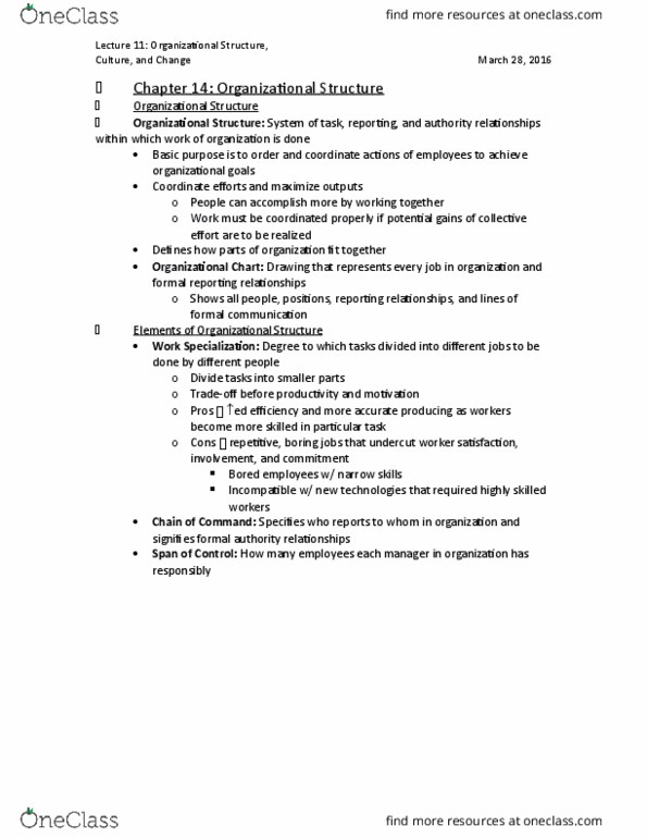 Management and Organizational Studies 2181A/B Lecture Notes - Lecture 11: Organizational Culture, Organizational Commitment, Job Satisfaction thumbnail