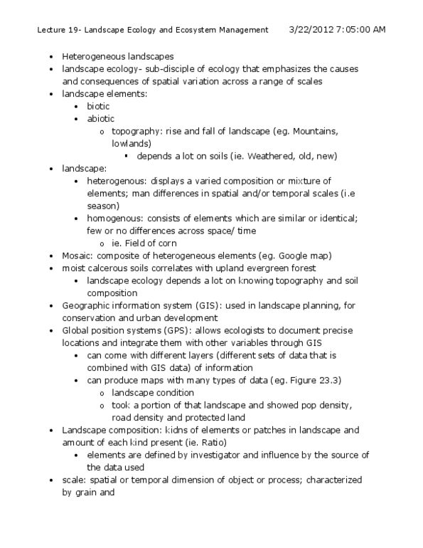 BIOB50H3 Lecture Notes - Lecture 19: Landscape Ecology, Ecosystem Management, Digital Image thumbnail