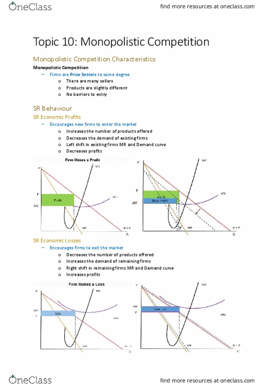 ECON 1B03 Lecture Notes - Lecture 10: Monopolistic Competition, Demand Curve, Profit Maximization thumbnail