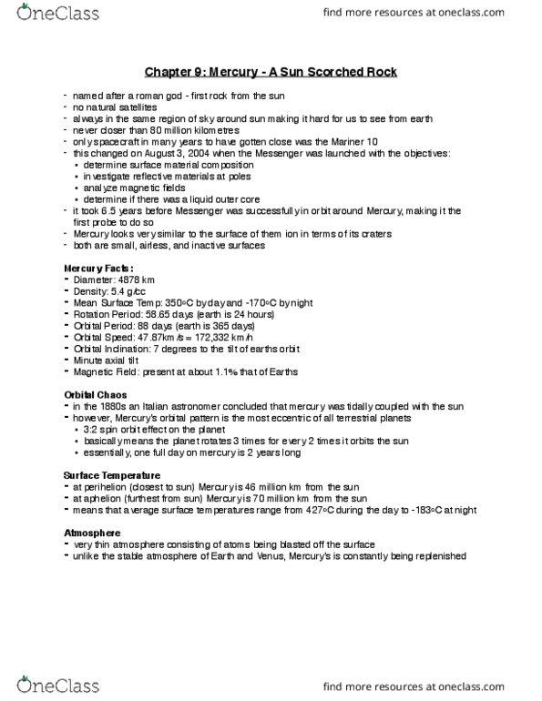 Earth Sciences 1086F/G Lecture Notes - Lecture 9: Axial Tilt, Caloris Planitia, Outer Core thumbnail