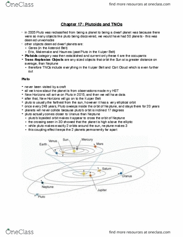 Earth Sciences 1086F/G Lecture Notes - Lecture 19: Kuiper Belt, Plutoid, Oort Cloud thumbnail