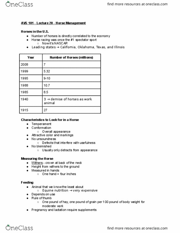 AVS 101 Lecture Notes - Lecture 20: Umbilical Cord, Equine Nutrition, Estrous Cycle thumbnail