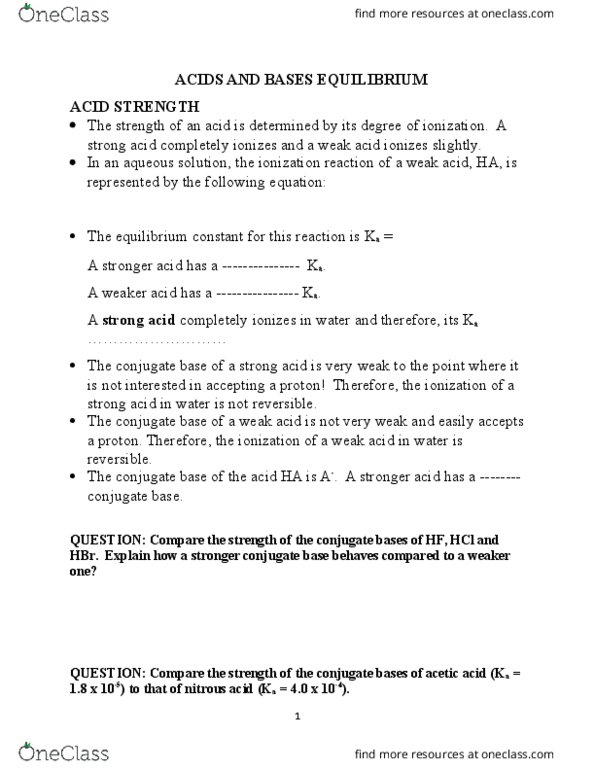 CH 302 Lecture Notes - Lecture 1: Conjugate Acid, Amphoterism, Acid Strength thumbnail