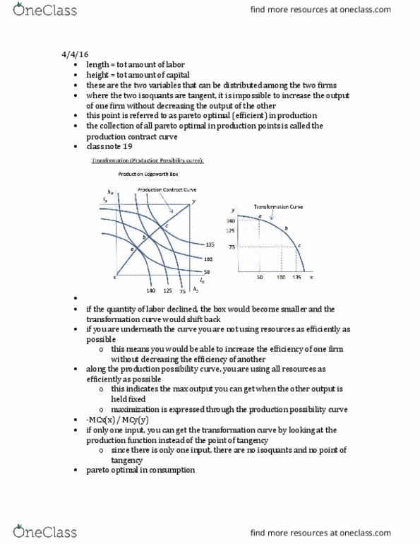ECON 203 Lecture Notes - Lecture 19: Pareto Efficiency, Production Function, Marginal Product thumbnail