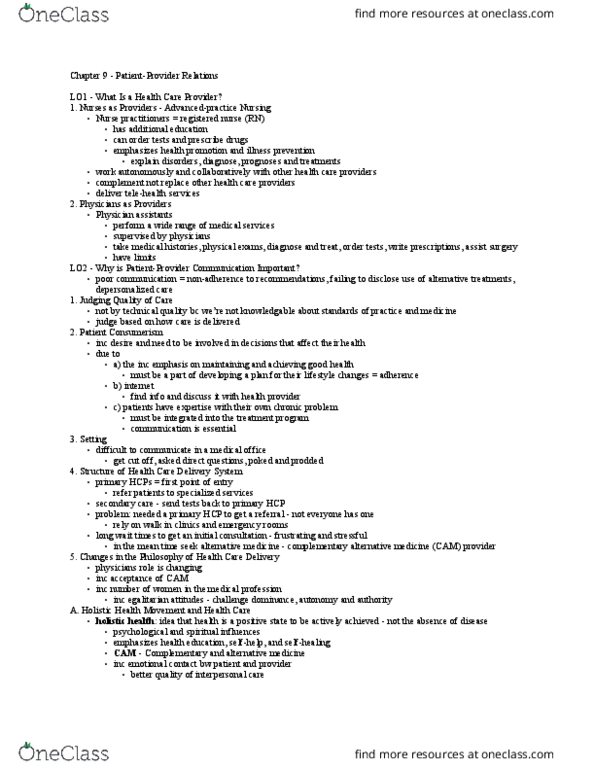 Psychology 2036A/B Chapter Notes - Chapter 9: Registered Nurse, Health Care, Telehealth thumbnail