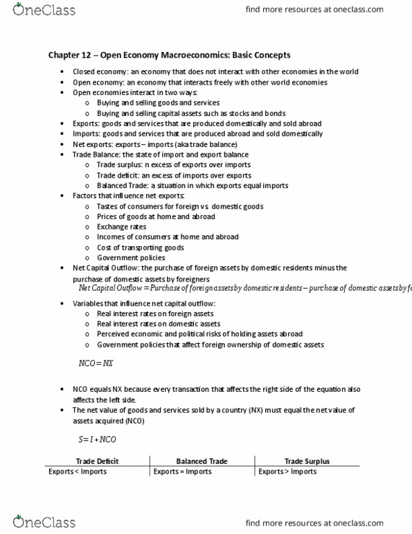 ECON 104 Chapter Notes - Chapter 12: Real Interest Rate, Open Economy, Substitute Good thumbnail