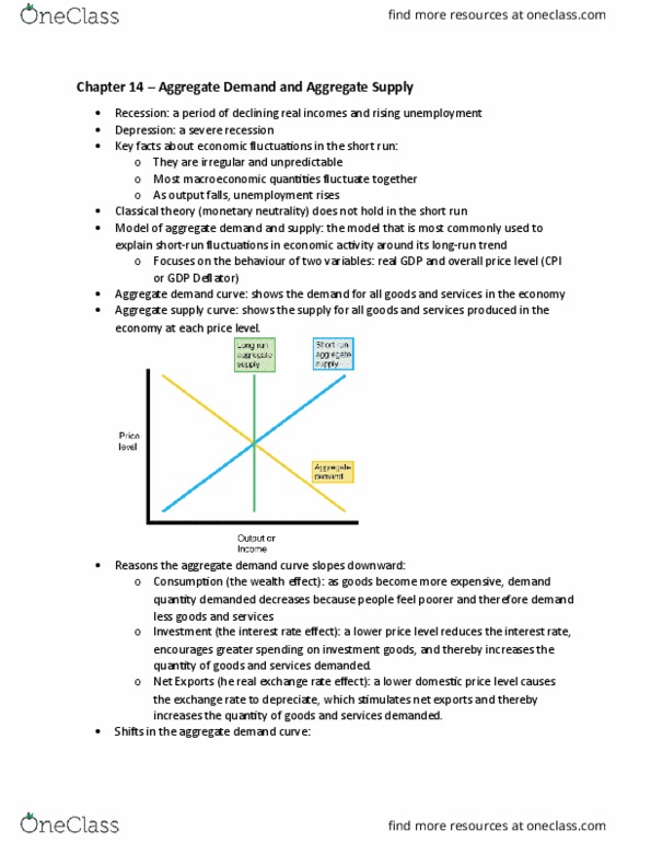 ECON 104 Chapter Notes - Chapter 14: Exchange Rate, Gdp Deflator, Aggregate Demand thumbnail