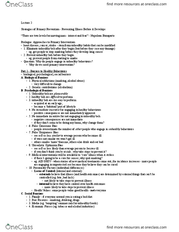 Psychology 2036A/B Lecture Notes - Lecture 2: Napoleon, Dental Caries, Periodontitis thumbnail
