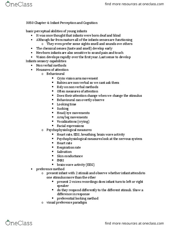 PSYC 3050 Lecture Notes - Lecture 5: Visual Acuity, Visual Cortex, Dishabituation thumbnail