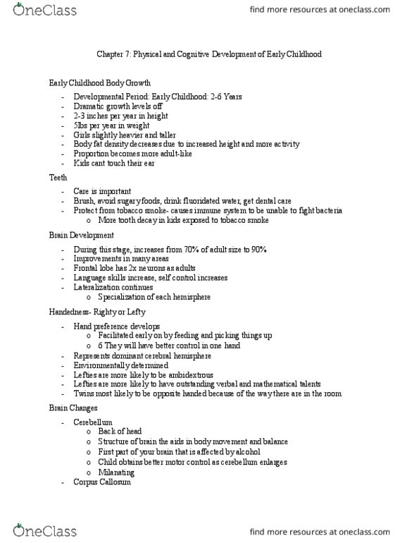 PSY 231 Lecture Notes - Lecture 9: Dental Caries, Pituitary Gland, Frontal Lobe thumbnail