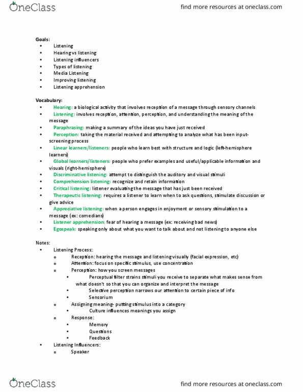 COMM 107 Chapter Notes - Chapter 4: Multiple Choice, Sensorium, Selective Perception thumbnail