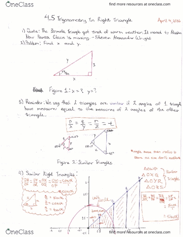 MATH 100 Lecture Notes - Lecture 19: Trigonometric Functions, Anglerfish, Cosc thumbnail