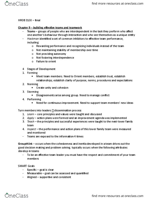 HROB 3100 Lecture Notes - Lecture 6: Groupthink thumbnail