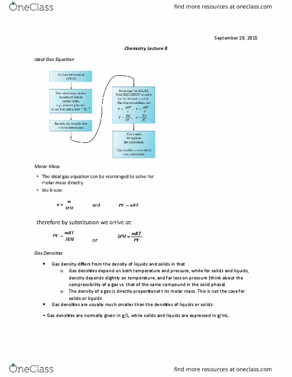 CH110 Lecture Notes - Lecture 8: Molar Mass thumbnail