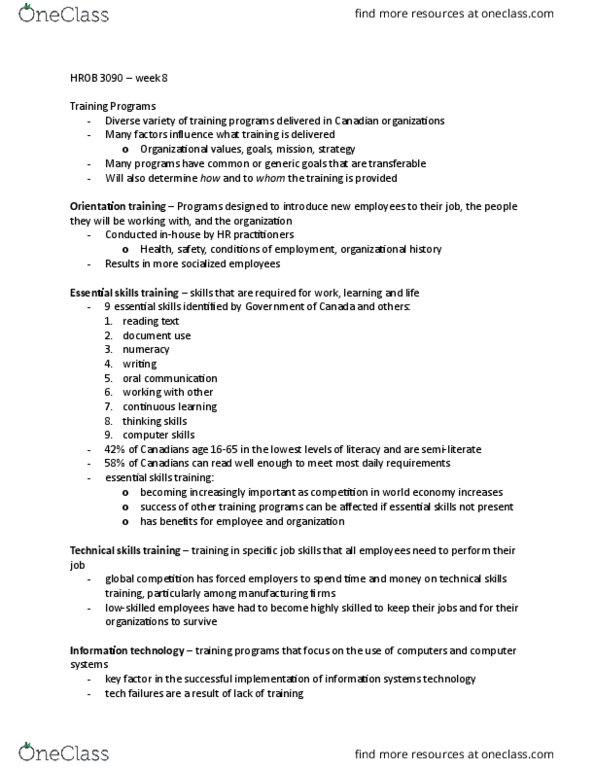 HROB 3090 Lecture Notes - Lecture 8: Workplace Hazardous Materials Information System, Total Quality Management, Numeracy thumbnail