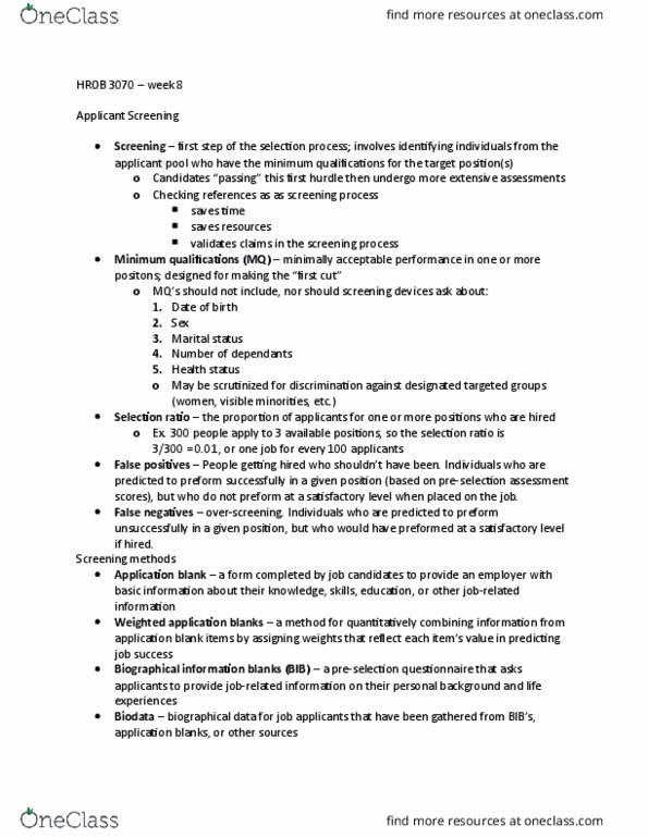 HROB 3070 Lecture Notes - Lecture 8: Visible Minority, Job Performance thumbnail