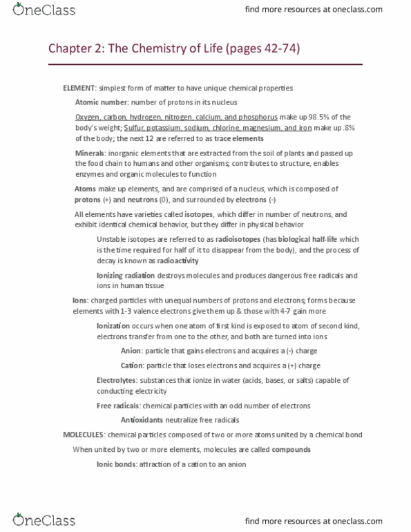 KINS 1223 Chapter Notes - Chapter 2: Ionizing Radiation, Hydrogen Bond, Ionic Bonding thumbnail