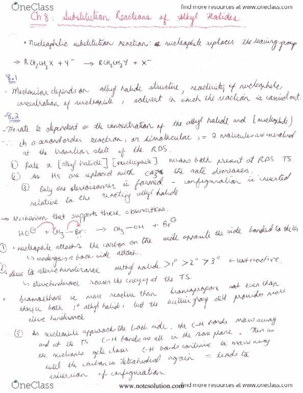 CHMB41H3 Lecture : Chapter 8-Substitution Reactions of Alkyl Halides thumbnail
