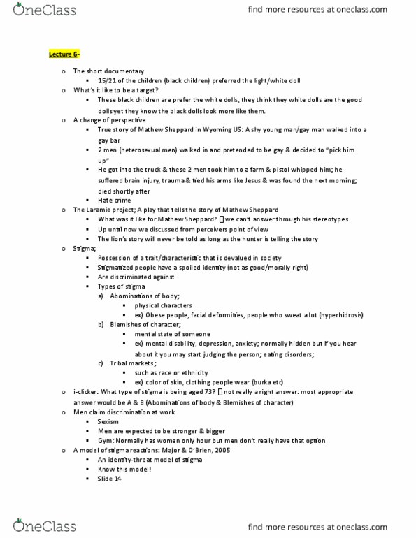 PSYC12H3 Lecture Notes - Lecture 6: Stereotype Threat, Twin, Stroop Effect thumbnail