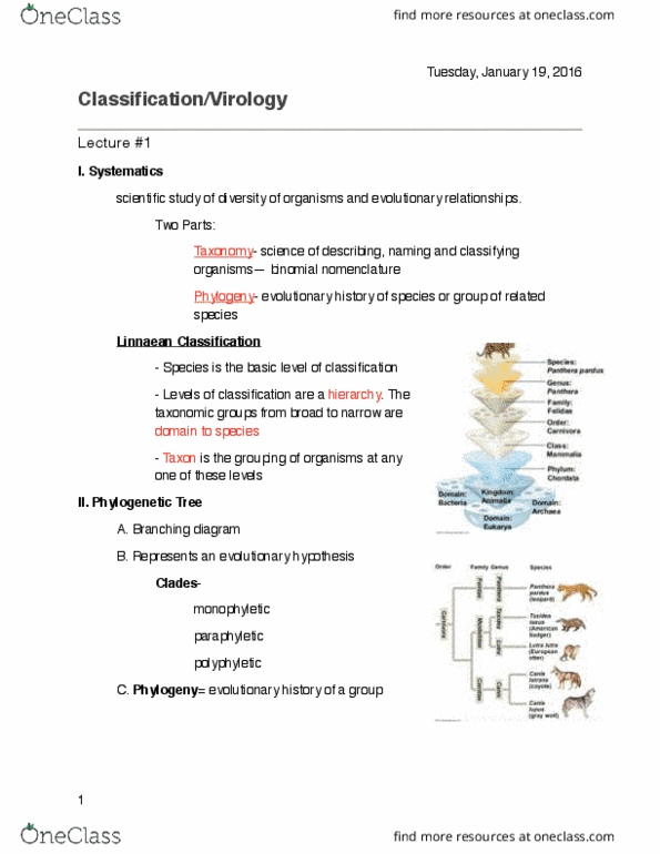 01:119:116 Lecture 1: Lecture #1- Classification:Virology PDF thumbnail