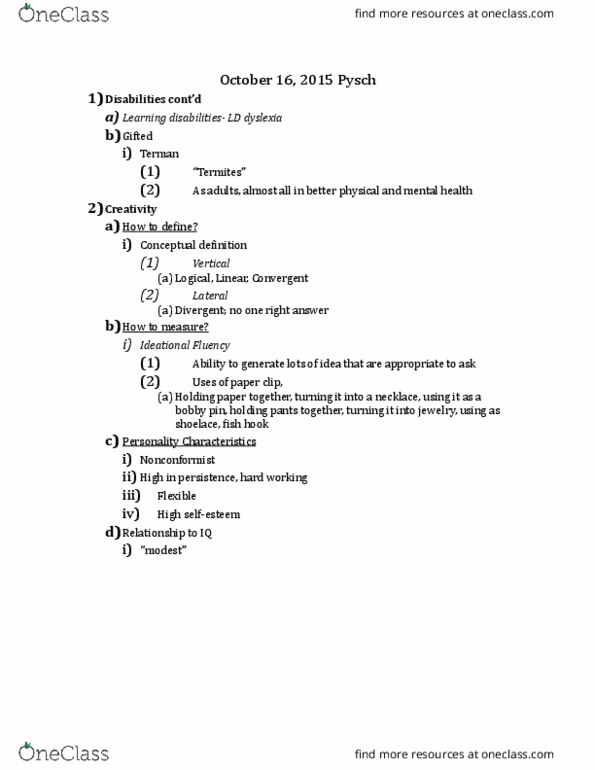 PSY 1410 Lecture Notes - Lecture 19: Bobby Pin, Paper Clip, Fish Hook thumbnail