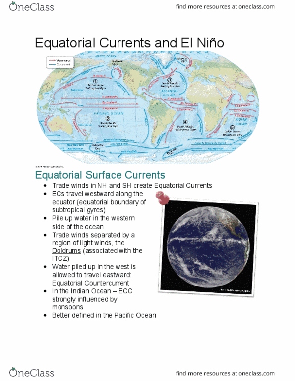 EAS212 Lecture Notes - Lecture 12: Equatorial Counter Current, Trade Winds, Thermocline thumbnail