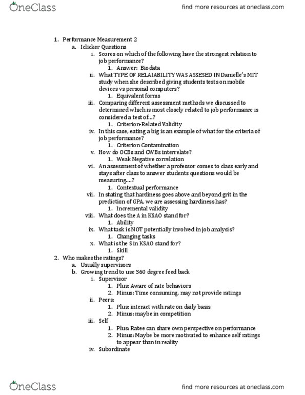 PSY 255 Lecture Notes - Lecture 9: Central Tendency, Job Analysis, Job Performance thumbnail