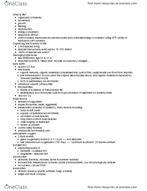 BISC 102 Lecture Notes - Lecture 5: Phagocytosis, Geologic Time Scale, Stromatolite thumbnail